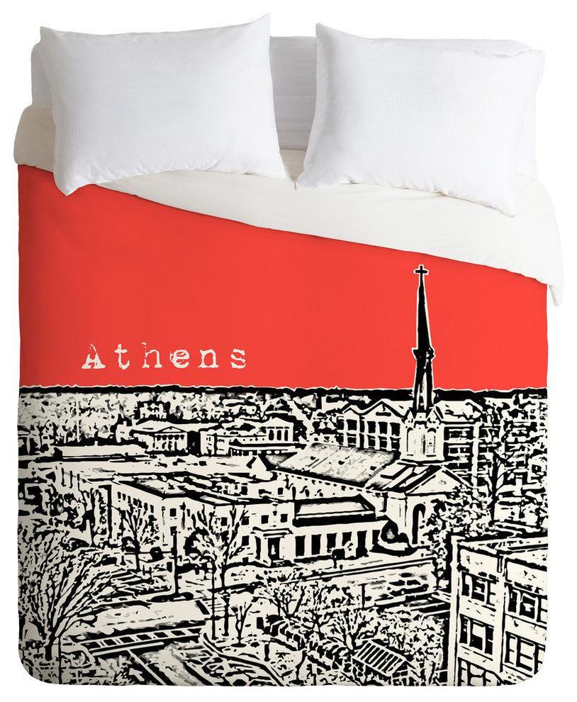 Deny Designs Bird Ave Athens Red Duvet Cover - Lightweight