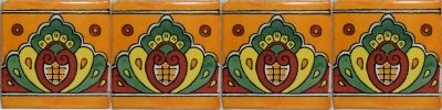 4.2x4.2 9 pcs Orange Royal Crown Talavera Mexican Tile