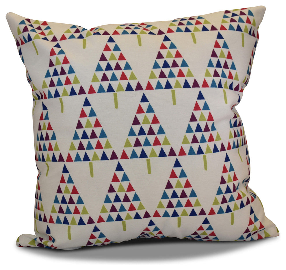 Triangle Trees 2 Pillow, White, 16"x16"