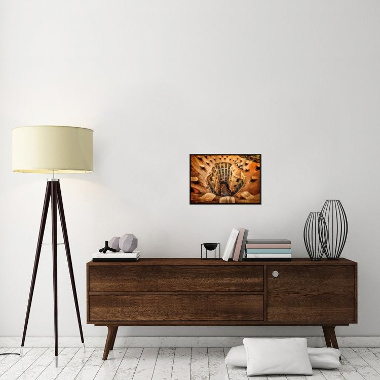 "Casa Mila La Pedrera Barcelona." Framed Canvas Giclee by Massimo Cuomo, 23x16"