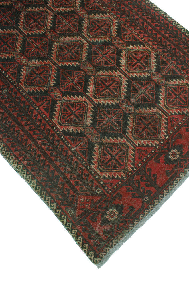 Vintage Distressed Kamelya Charcoal/Rust Rug, 3'7x6'2