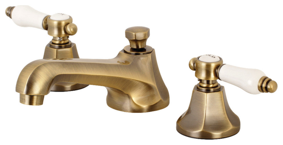 Kingston Brass Widespread Bathroom Faucet With Brass Pop-Up, Antique Brass
