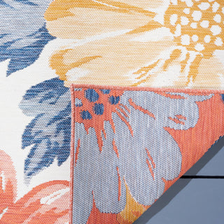 Safavieh Sunrise Collection SUN689 Indoor-Outdoor Rug, Ivory/Rust Gold, 6'7" Square