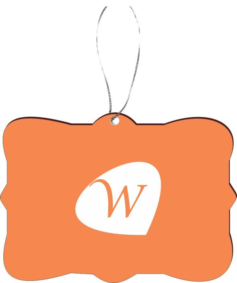 Letter W Manadarin Orange Petal Leaves Design Rectangle Christmas Tree Ornament