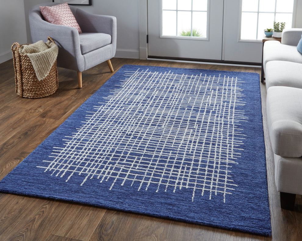 Weave & Wander Carrick Architectural Rug, Navy, 2'x3'