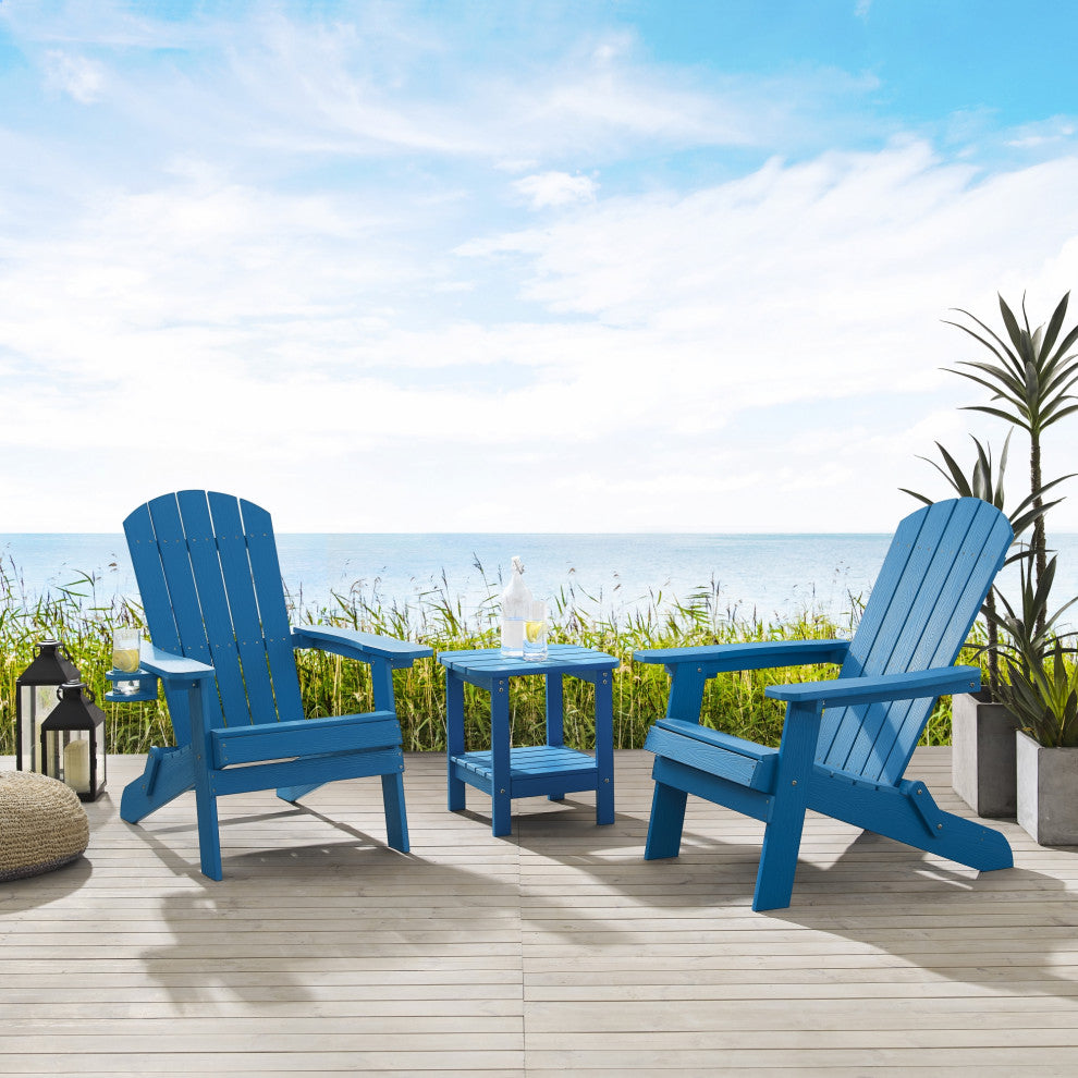 Inspired Home Daylan Outdoor Table, Weather Resistant, Blue