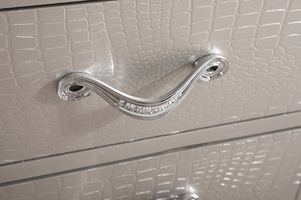 Randa Nightstand, Silver Champagne
