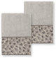 Linum Home Turkish Cotton Spots 2-Piece Embellished Washcloth Set, Light Gray