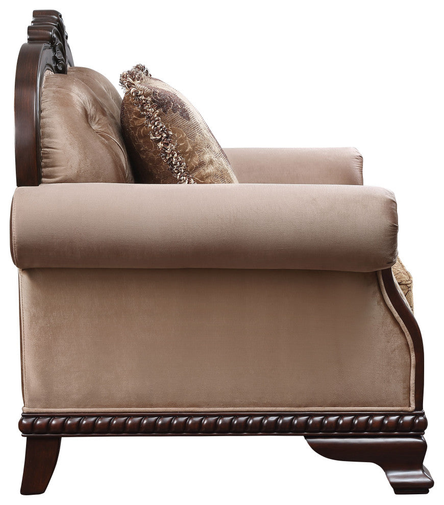 Chateau De Ville Chair With Pillow, Fabric and Espresso