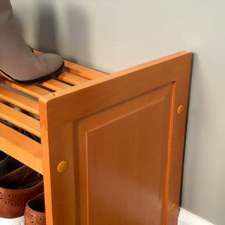 Solid Wood Stackable Shoe And Storage Rack, Honey Maple