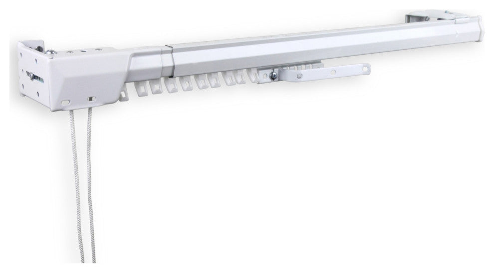 White Heavy Duty Traverse Rod, One Way Cord Left 30-48"