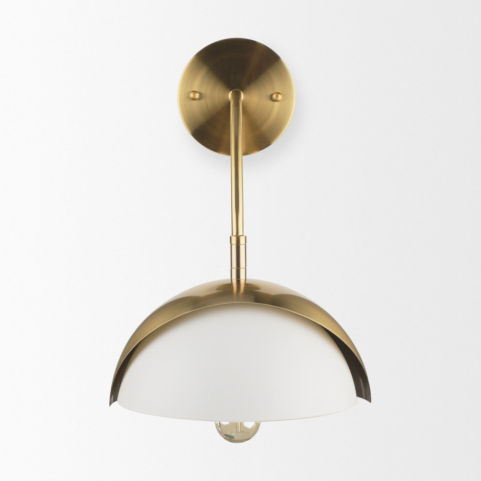 Cybill Brushed Brass With White Metal Shade 1-Light Wall Sconce