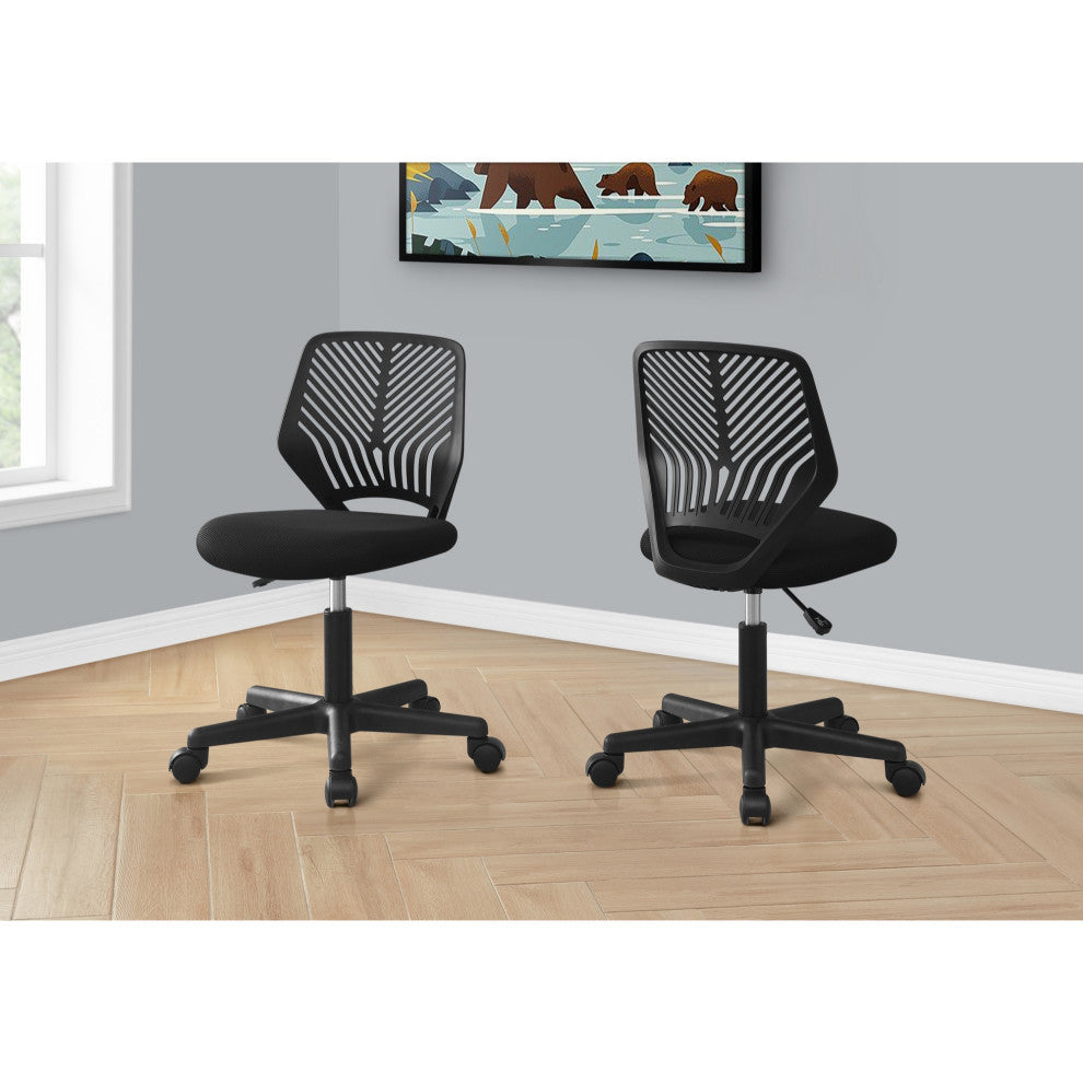 Office Chair, Adjustable Height, Swivel, Ergonomic, Metal, Black