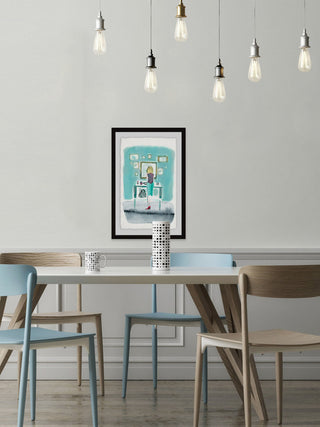 "Aqua Wall" Framed Painting Print, 16"x24"