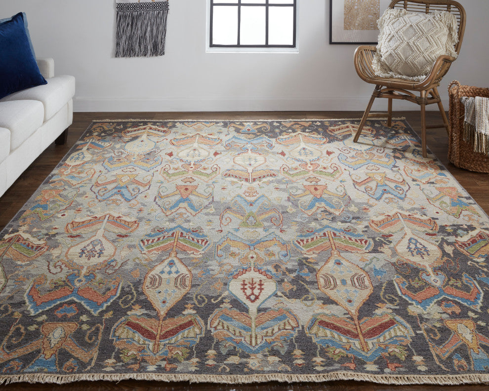 Pierson Transitional Ikat, Taupe/Tan/Orange, 2'x3' Accent Rug