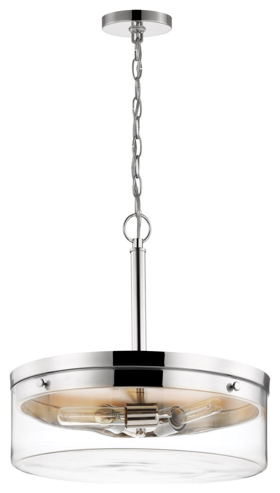 Intersection 3-Light Pendant, Polished Nickel With Clear Glass