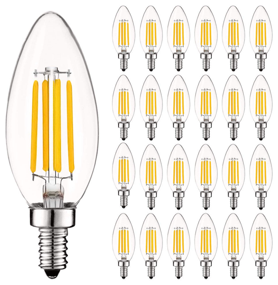 Luxrite Candle LED Bulb 550 Lumens 3500K 5W Dimmable E12 Base 24 Pack