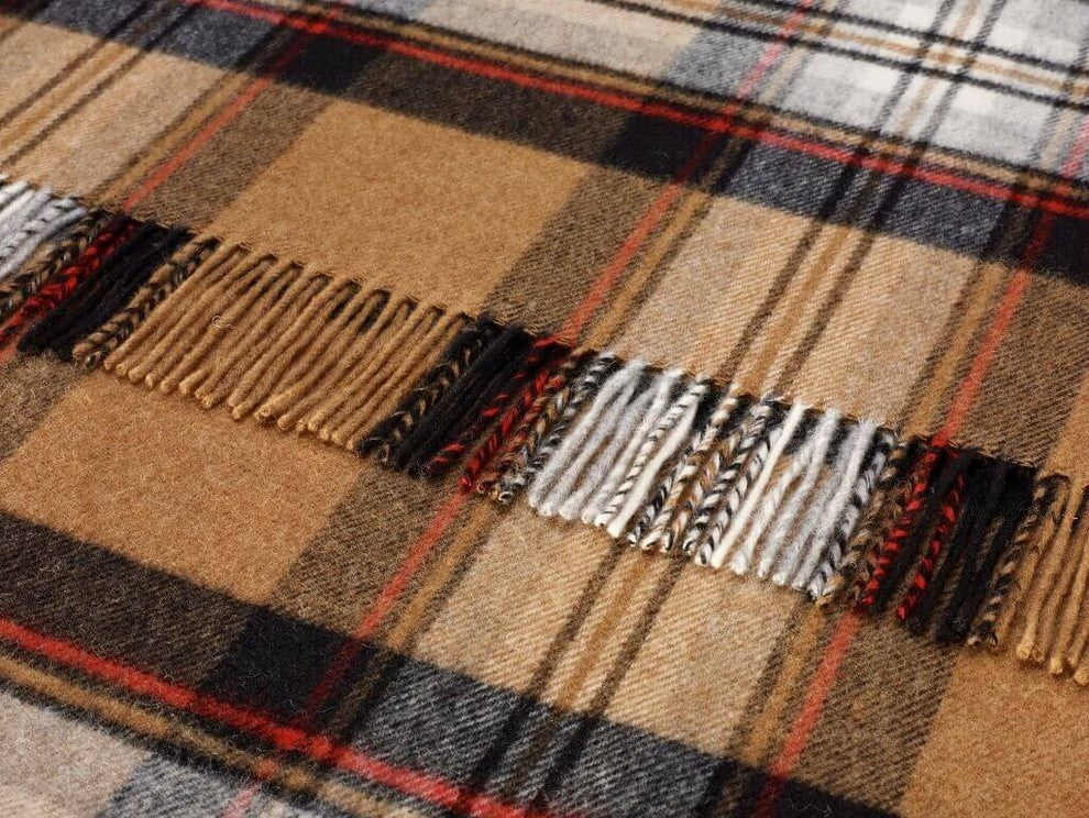 Tartan, Merino Lambswool, Camel Stewart, Throw Blanket