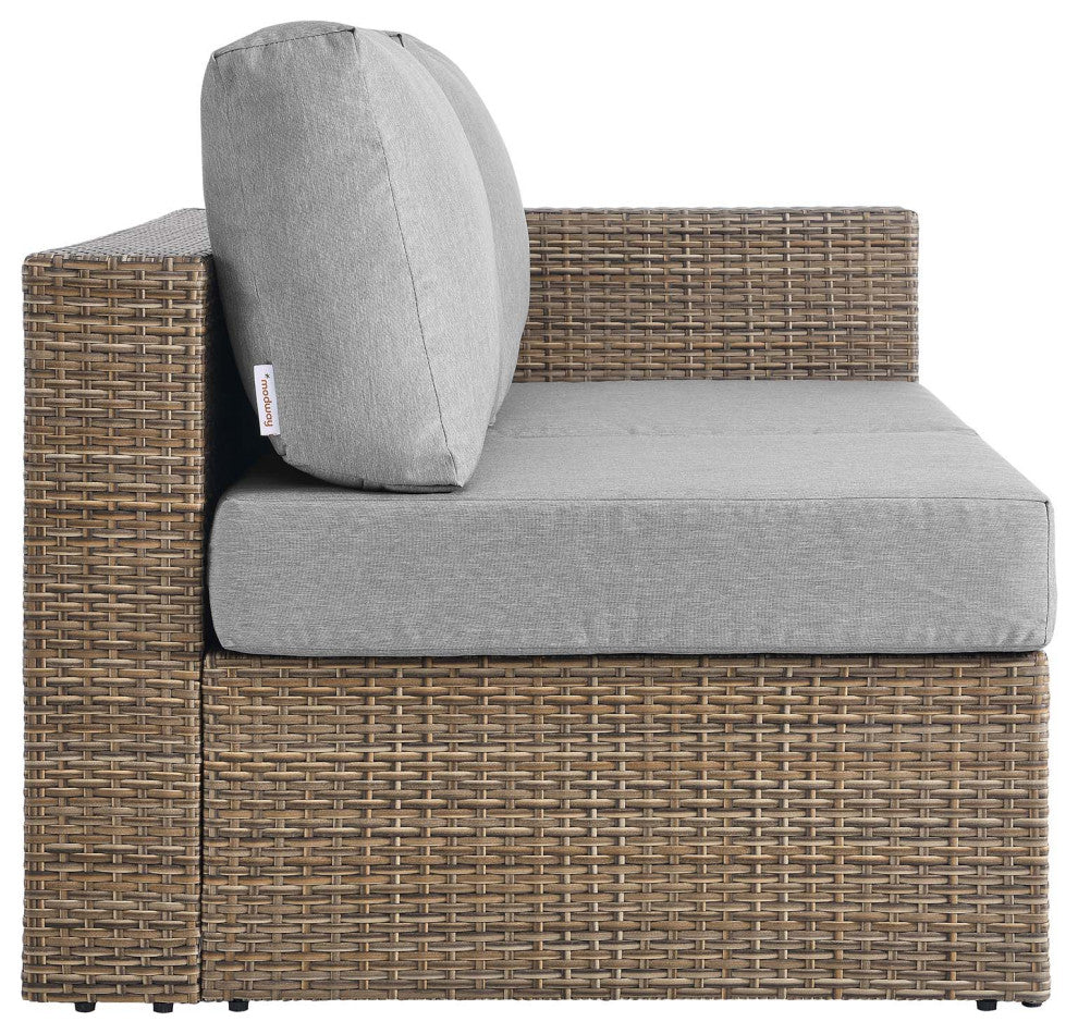 Outdoor Patio Outdoor Patio Sectional Sofa and Ottoman Set, Cappuccino Gray