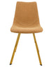 LeisureMod Markley Leather Dining Chair With Gold Legs Set of 2, Light Brown