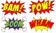 Comic Book Set Of 4 Wall Decal Comic Book Bam Pow Boom Wham Superhero, 10"H