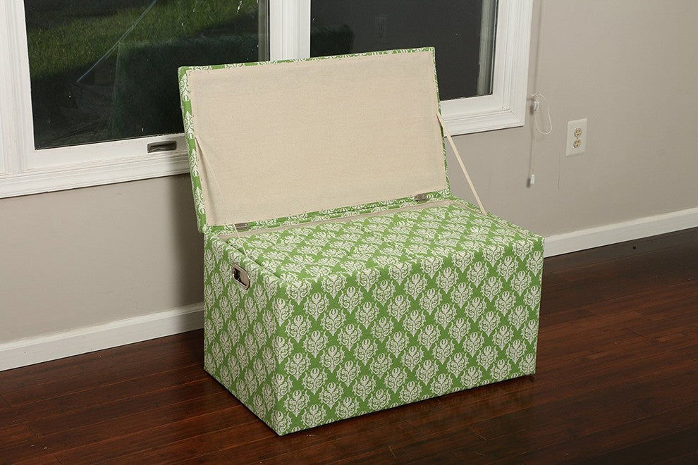 Cloth Storage Ottoman and Stool 3 Ottomans, 2 Stools Victorian Green and White
