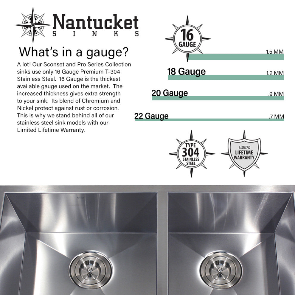 Nantucket Sinks ZR-PS-3018-16 30" Pro Series Workstation Sink