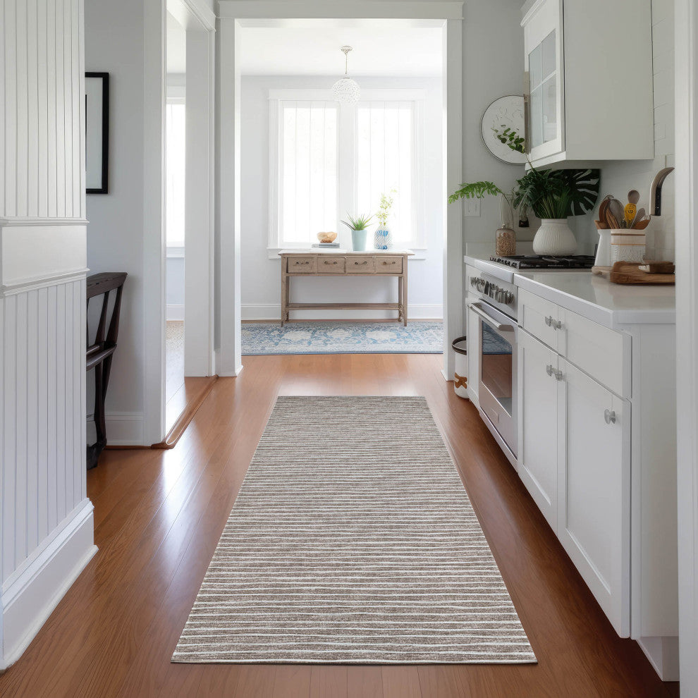 Indoor/Outdoor Laidley LA1 Taupe Machine Washable 2'3" x 12' Rug