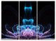 "Fractal Flower Blue Purple Digital" Metal Wall Art, 3 Panels, 36"x28"