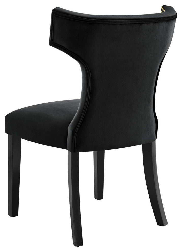 Dining Chair, Nailhead, Set of 2, Black, Velvet, Modern, Bistro Hospitality