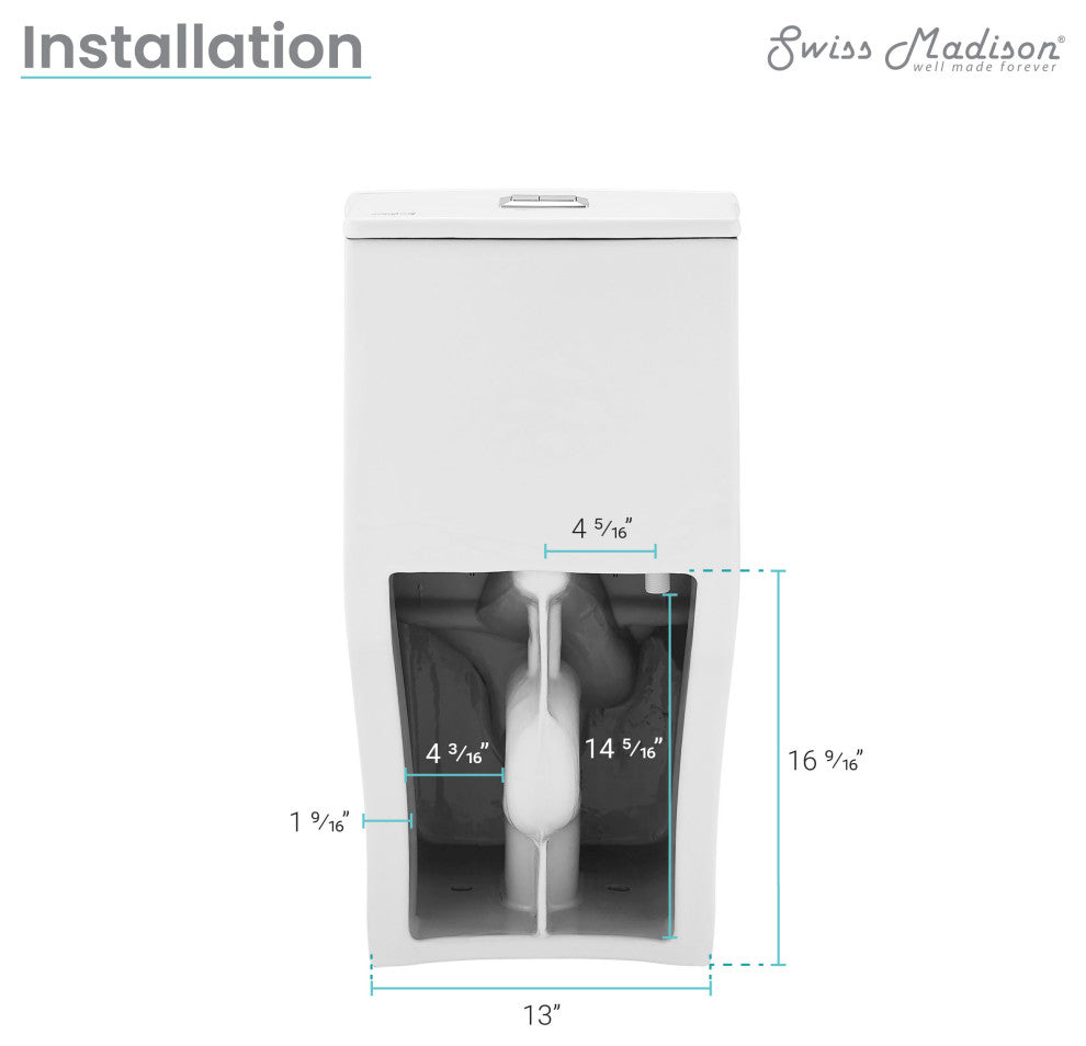 Concorde One-Piece Square Toilet Dual Flush 0.8/1.28 GPF, Glossy White