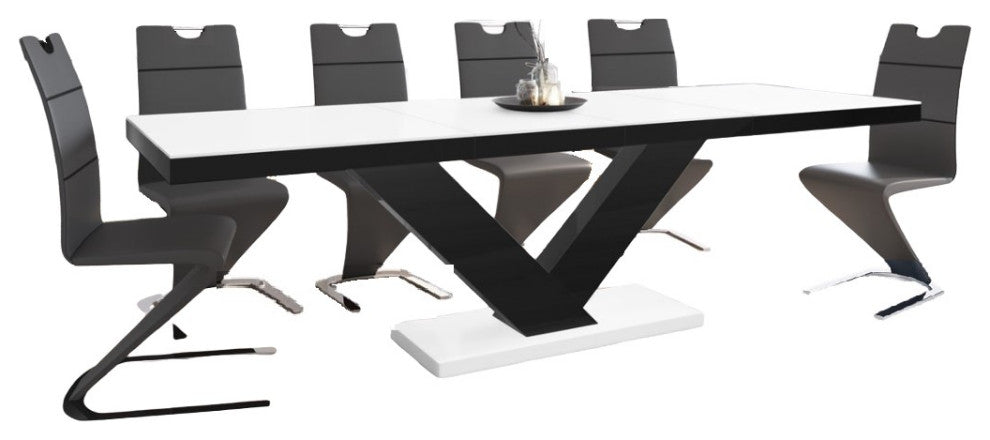 TORIA Dining Set, White/Black / Black