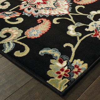 Karaman Borderless Traditional Black/ Multi Area Rug, 9'10"x12'10"