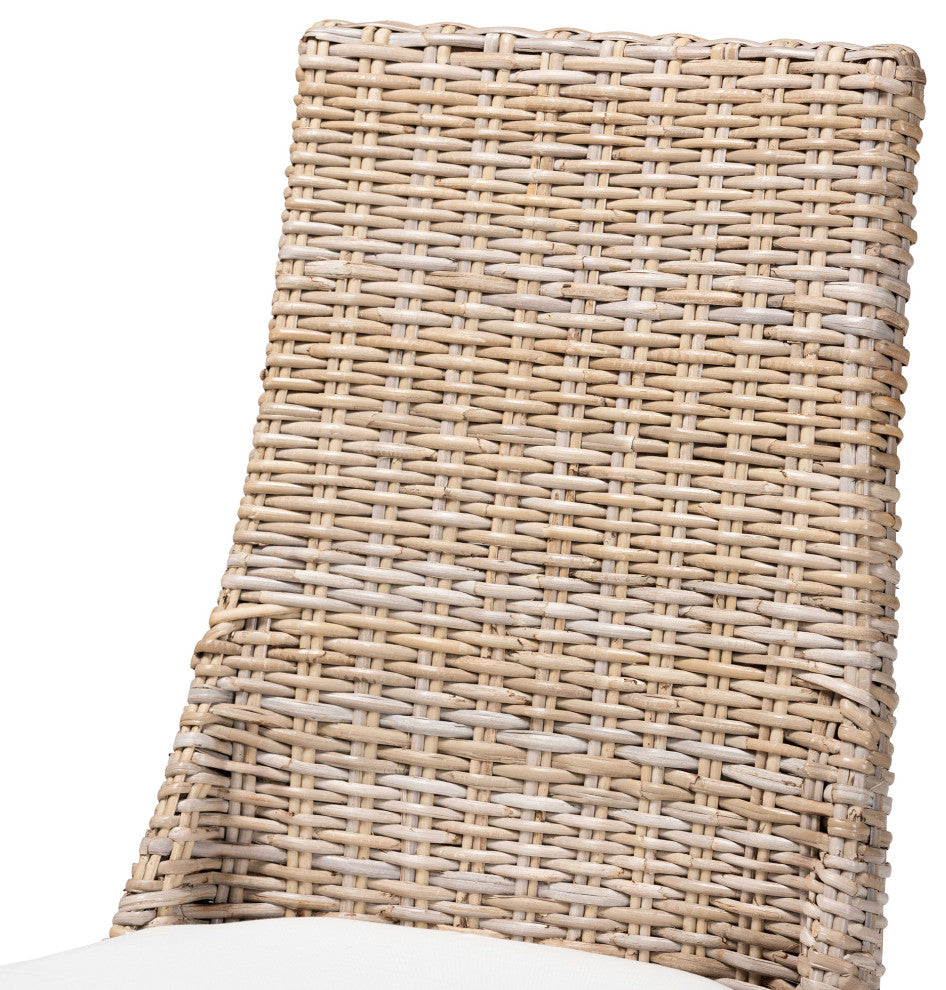 Etoile Modern Gray Rattan Dining Chairs, Set of 2
