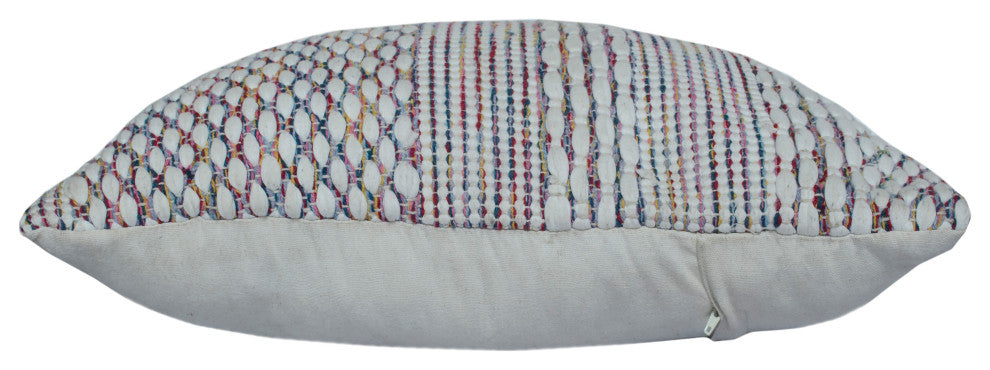Multicolored Motif Striped Throw Pillow