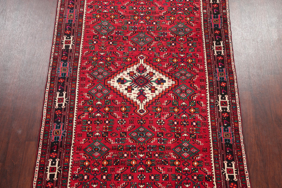Consigned, Hosainabad Oriental Traditional Hand Made Persian Area Rug, Red, 5x11