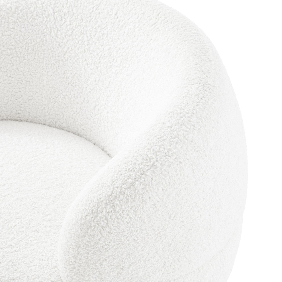 Inspired Home Shaniyah Accent Chair, Swivel, White/Gold Sherpa