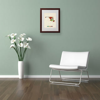 'Maryland Map' Matted Framed Canvas Art by Michael Tompsett