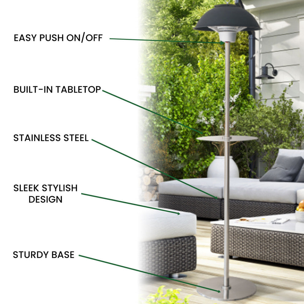 Modern Efficient Standing Electric Heater, Black/Silver, 81.6"