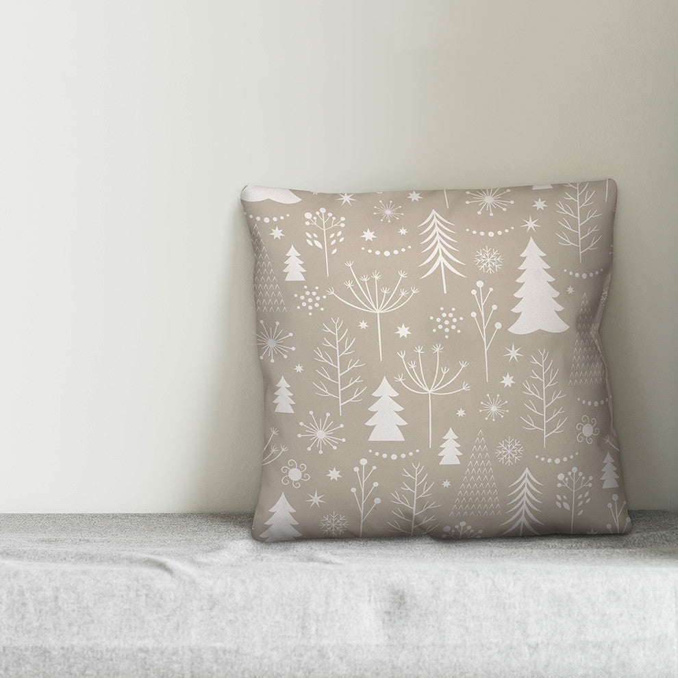 Winter Christmas Tree Pattern 16"x16" Throw Pillow Cover