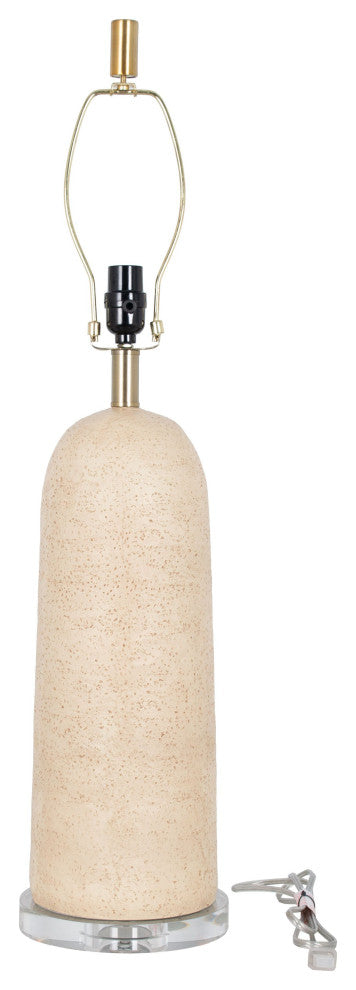 Polyresin 32" Table Lamp with Linen Shade, Yellowish Brown (Set of 2)