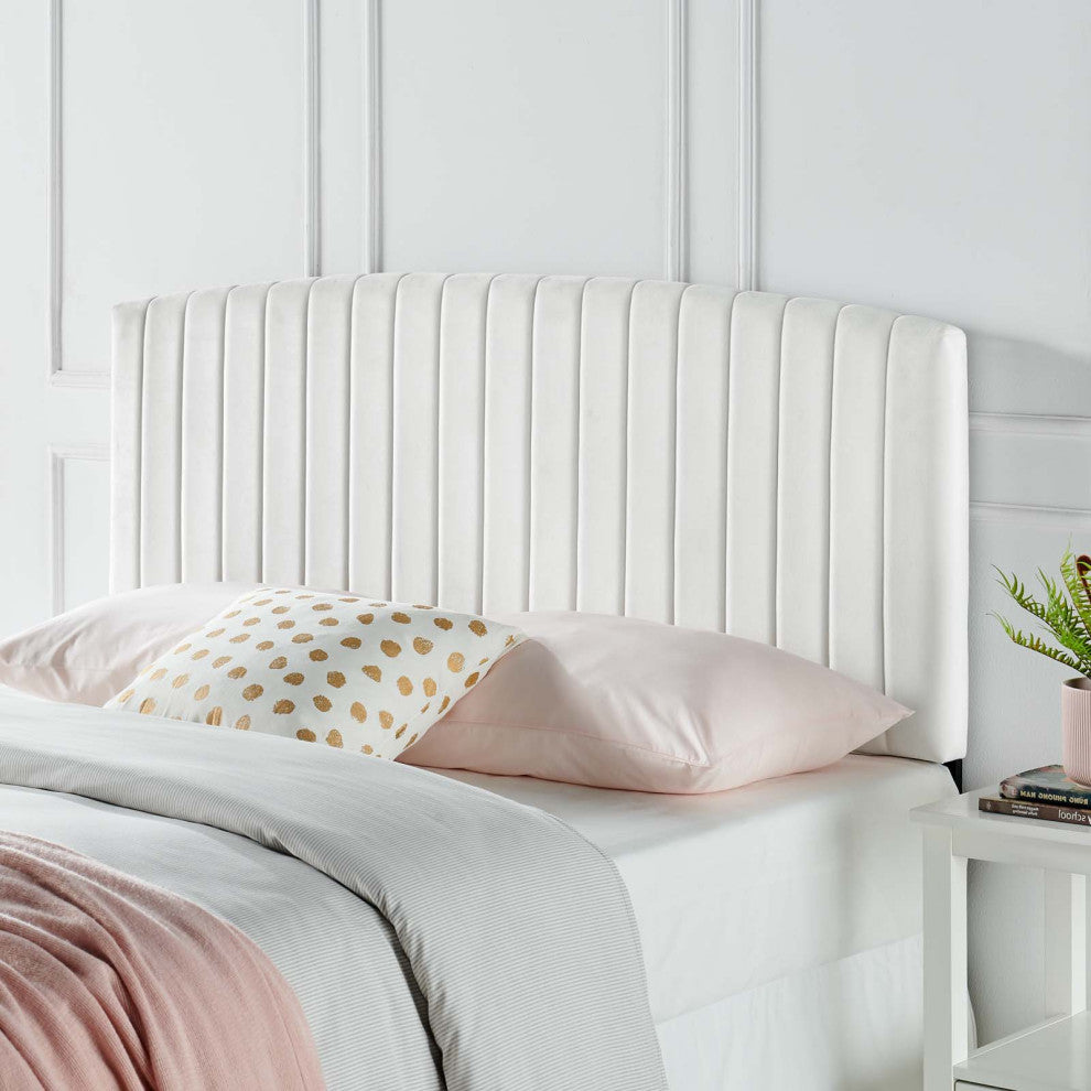 Headboard, Twin Size, Velvet, White, Modern Contemporary, Bedroom Master Suite