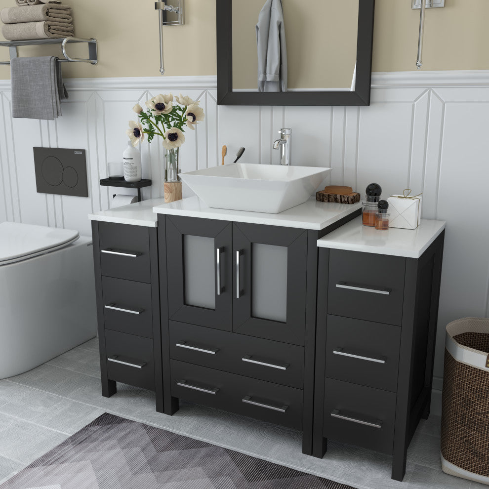 Vanity Art Bathroom Vanity Set With Sink, Espresso, 48", Led Touch-Switch Mirror