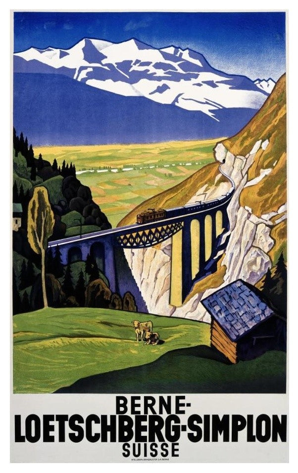 "Berne-Loetschberg-Simplon" Digital Paper Print by Eugen Henziross, 16"x24"