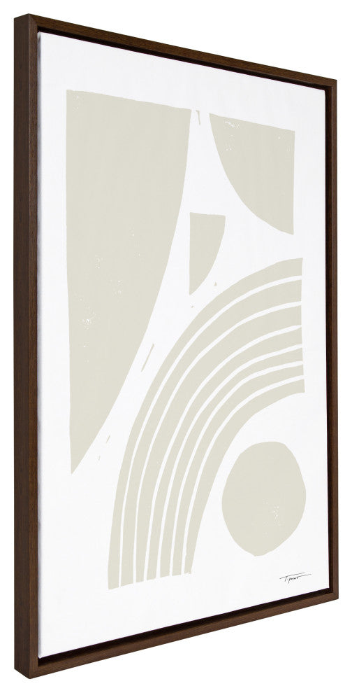 Sylvie Reflecting Shapes Neutral Framed Canvas by Statement Goods, Brown 23x33