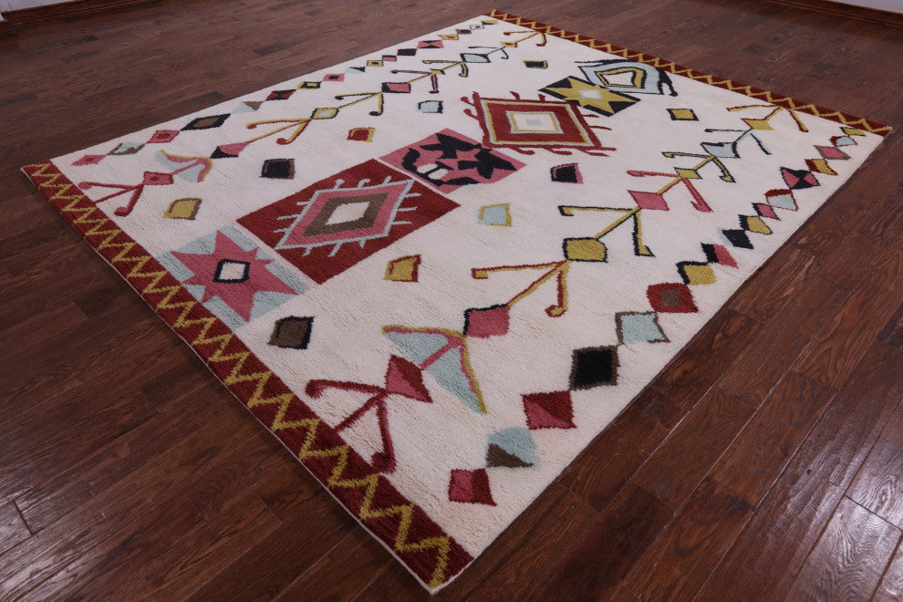 8' 2" X 9' 10" Handmade Moroccan Wool Rug Q9274