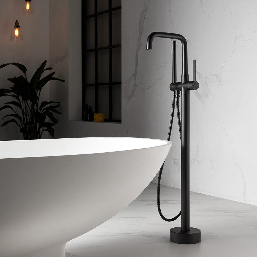 Delara Freestanding Tub Faucet, Hand Shower, Matte Black
