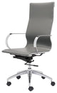 Computer Work High BackChair, Faux Vinyl Leather, Gray, Silver, Home Office