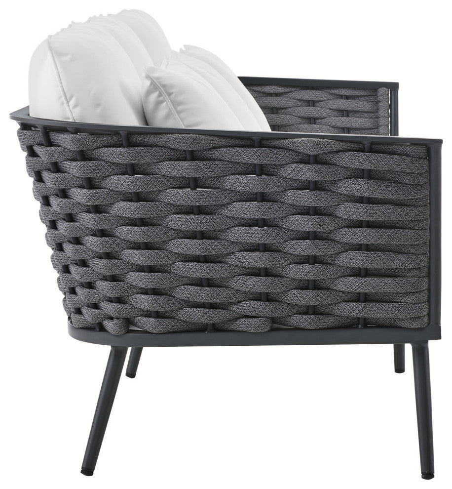 Stance Outdoor Patio Aluminum Sofa Gray White