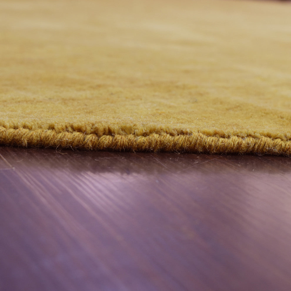 HAND KNOTTED LOOM WOOL ECO-FRIENDLY AREA RUGS-Rectangle,Gold,Solid